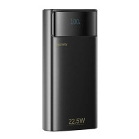Портативний зовнішній акумулятор REMAX FC-12 20000mAh 20W+22.5W з ліхтариком і вбудованими кабелями Black