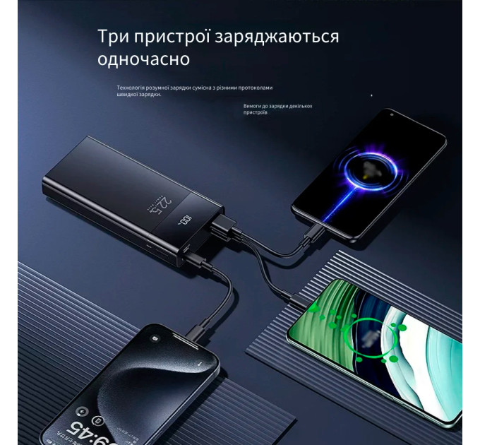 Портативный внешний аккумулятор Power Bank Remax RPP-672 Reciuy Series 20000mAh PD20W+QC22.5W с быстрой зарядкой Black