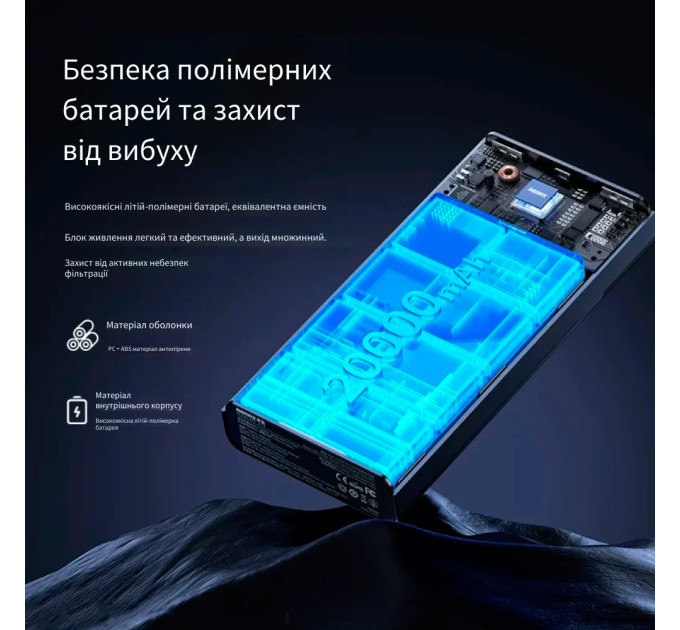Портативный внешний аккумулятор Power Bank Remax RPP-672 Reciuy Series 20000mAh PD20W+QC22.5W с быстрой зарядкой Black