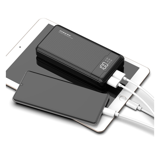 Зовнішній акумулятор Power Bank Pineng PN-861 PD Type-C PD + QC 20W Fast Charge 20000 mAh Quick Charge 3.0 Black