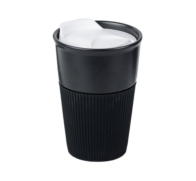 Керамічна чашка Viola Matte Black 350 мл Біла