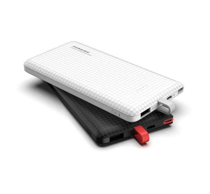 Зовнішній акумулятор Power Bank Pineng PN-851 із вбудованим кабелем, 10000 mAh White