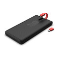 Зовнішній акумулятор Power Bank Pineng PN-851 із вбудованим кабелем, 10000 mAh Black