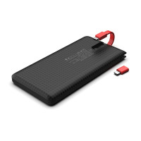 Зовнішній акумулятор Power Bank Pineng PN-851 із вбудованим кабелем, 10000 mAh Black
