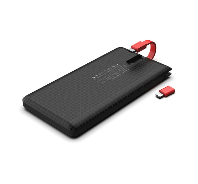 Зовнішній акумулятор Power Bank Pineng PN-851 із вбудованим кабелем, 10000 mAh Black