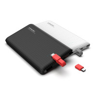 Зовнішній акумулятор Power Bank Pineng PN-851 із вбудованим кабелем, 10000 mAh Black