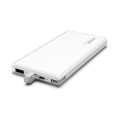 Зовнішній акумулятор Power Bank Pineng PN-851 із вбудованим кабелем, 10000 mAh White