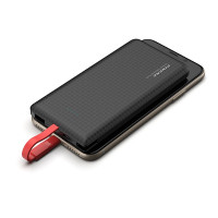 Зовнішній акумулятор Power Bank Pineng PN-851 із вбудованим кабелем, 10000 mAh Black