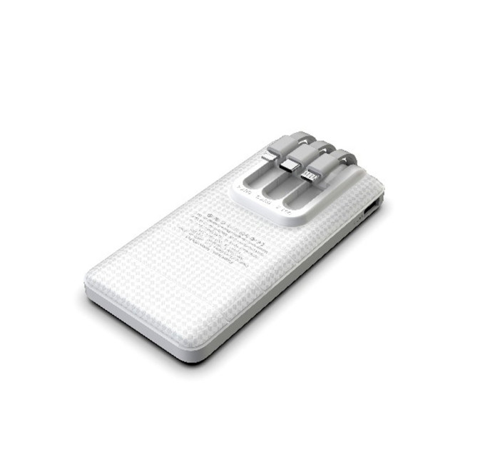 Зовнішній акумулятор Power Bank Pineng PN-857 із вбудованим Micro USB/Lightning/Type-C/USB кабелем, 10000 mAh Black(Red cable)