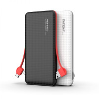Зовнішній акумулятор Power Bank Pineng PN-972 із вбудованим Micro USB/Lightning/Type-C/USB кабелем, 10000 mAh Black(Red cable)