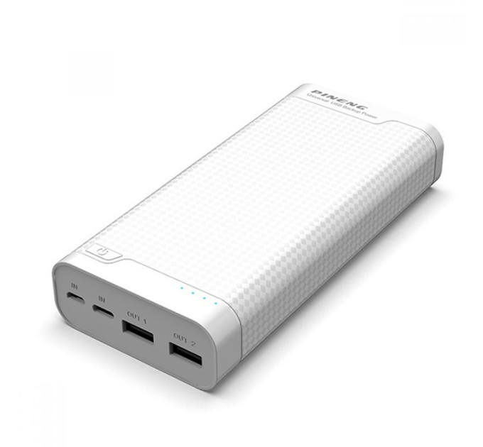 Зовнішній акумулятор Power Bank Pineng PN-932 20000 mAh White