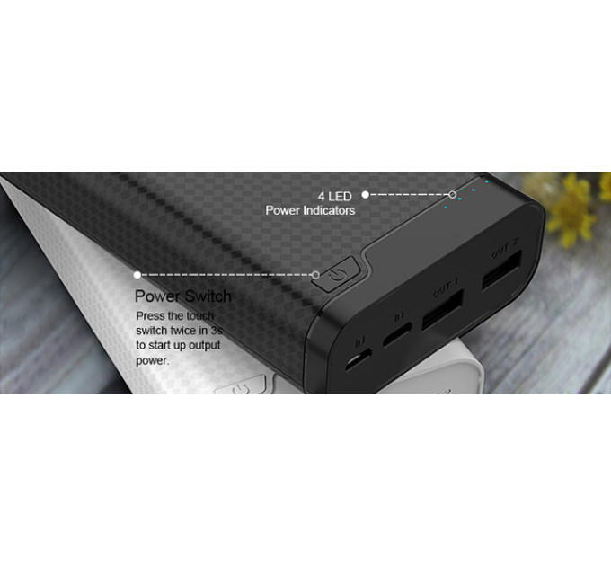 Зовнішній акумулятор Power Bank Pineng PN-932 20000 mAh Black
