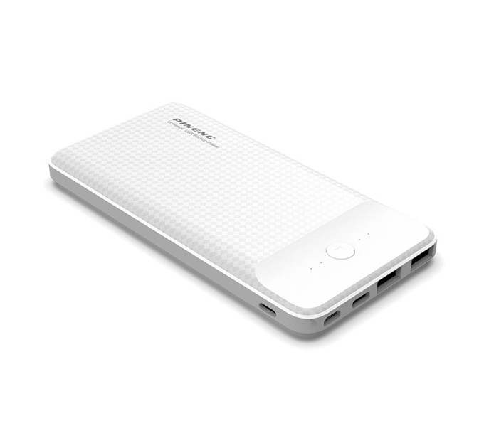 Зовнішній акумулятор Power Bank Pineng PN-936 10000 mAh 3 Input & 2 Output White