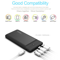 Зовнішній акумулятор Power Bank Pineng PN-936 10000 mAh 3 Input & 2 Output Black